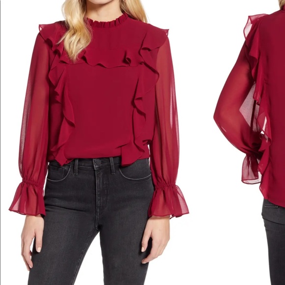 Rachel Parcell Tops - NWT Rachel Parcell Feminine Red Ruffle Top